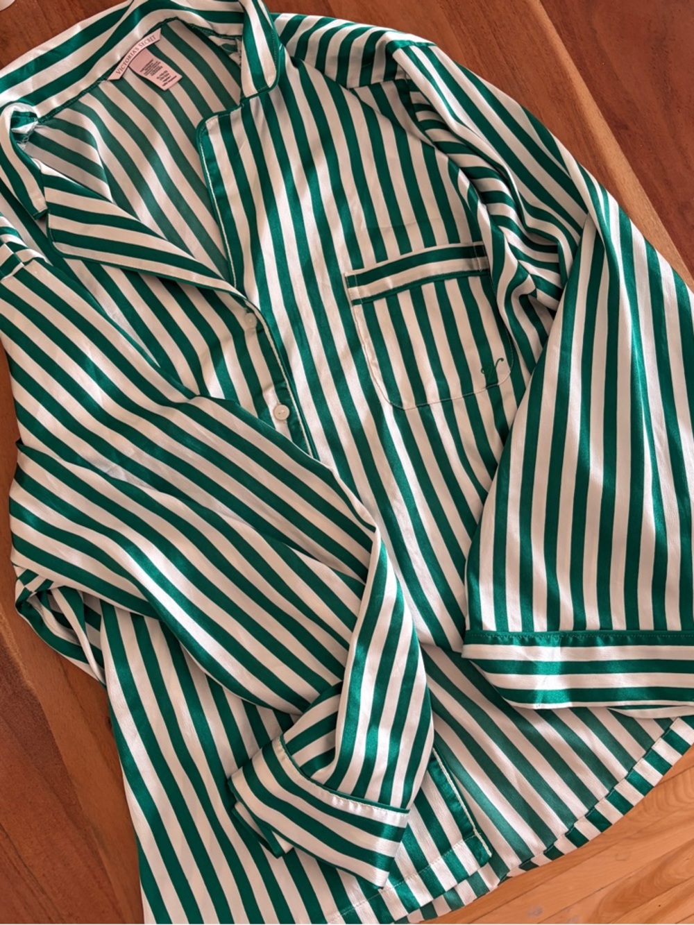 Green and White Striped Button-Up